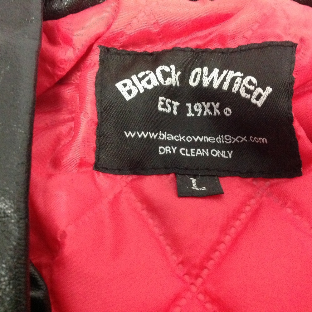 Black Owned Men's Designer Motorcycle Jacket Sz L - Picture 3 of 8